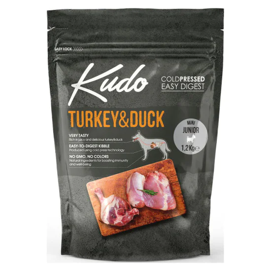 Kudo Low Grain hrana za pse - Turkey and Duck Mini JUNIOR 1,2kg Kudo Low Grain hrana za pse - Turkey and Duck Mini JUNIOR 1,2kg