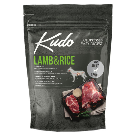 Kudo Low Grain hrana za pse - Lamb & Rice MINI ADULT 1,2kg