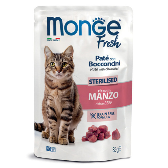 Monge Fresh sos za mačke Sterilised - Govedina 85g Monge Fresh sos za mačke Sterilised - Govedina 85g