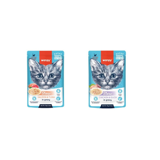 Wanpy Stew gulaš za mačke Kitten - Piletina i pačetina 70g