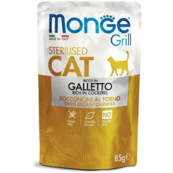 Monge Grill sos za mačke Sterilised - Meso petlića 28x85g