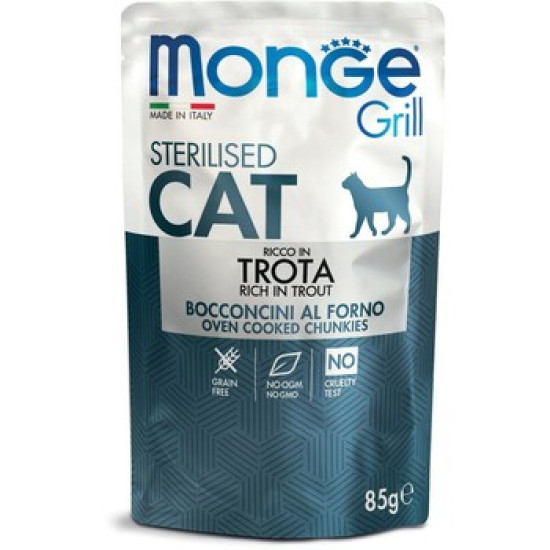 Monge Grill sos za mačke Sterilised - Pastrmka 85g
