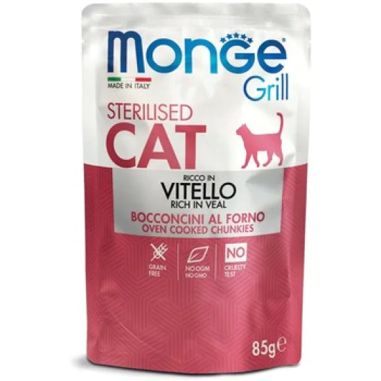 Monge Grill sos za mačke Sterilised - Teletina/Govedina 85g Monge Grill sos za mačke Sterilised - Teletina/Govedina 85g