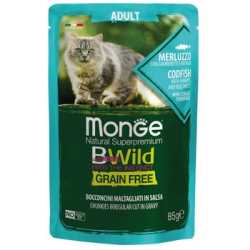 Monge BWild sos za mačke - bakalar, račići i povrće 28x85g