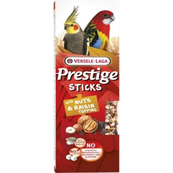 Versele Laga Big Parakeet poslastica za ptice Prestige sticks Nuts&Raisin Topping 2x70g Versele Laga Big Parakeet poslastica za ptice Prestige sticks Nuts&Raisin Topping 2x70g