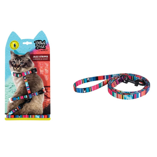 M-Pets UrbanStyle Jazz Stripes Cat Eco set Am i povodac za mačke 120cm