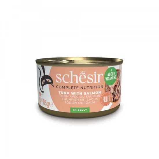 Schesir Complete&Balanced konzerva za mačke - Tuna i losos u želeu 85g