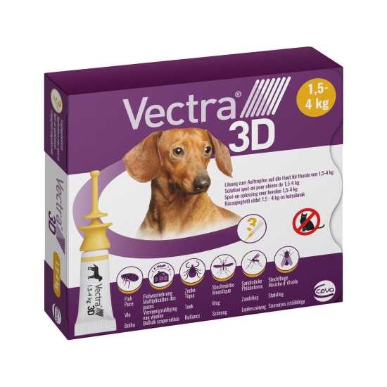 Vectra 3D antiparazitik za pse Spot On 3x0.8ml 1.5-4kg
