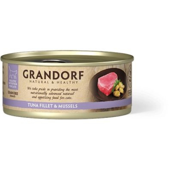 Grandorf Cat konzerva za mačke Grain Free - Fileti Tune & Dagnje 70g