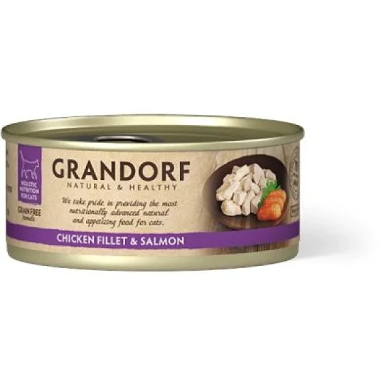 Grandorf Cat konzerva za mačke Grain Free - Pileće grudi & losos 70g