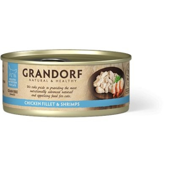 Grandorf Cat konzerva za mačke Grain Free - Pileće grudi & škampi 70g