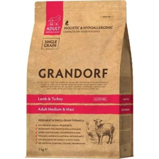 Grandorf Dog Adult Medium & Maxi Breeds - Jagnjetina & Ćuretina 3kg