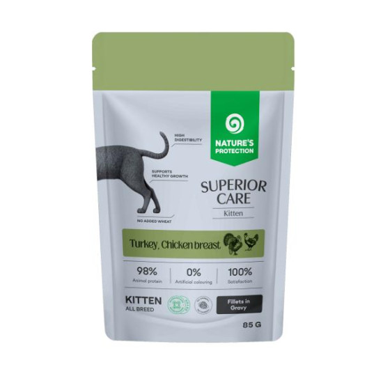 Nature's Protection Superior Care sos za mačke - Kitten&Junior Turkey&Chicken Breasts 85g Nature's Protection Superior Care sos za mačke - Kitten&Junior Turkey&Chicken Breasts 85g