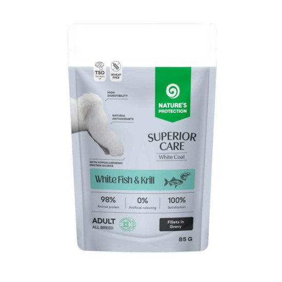 Nature's Protection Superior Care sos za pse - Adult White Coat White Fish&Krill 85g