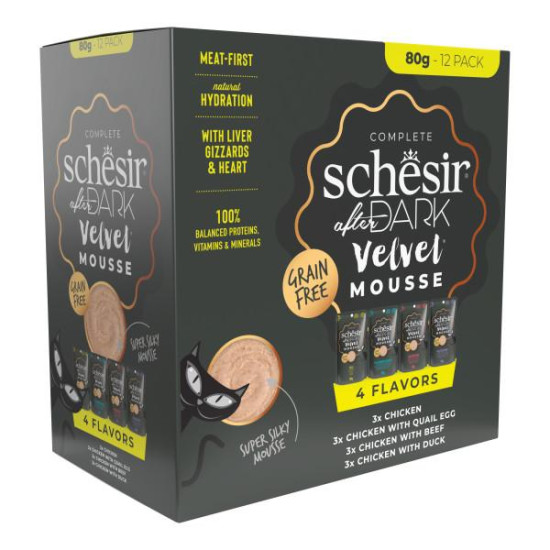 Schesir After Dark Multipack Mix konzerva za mačke u musu 12x80g