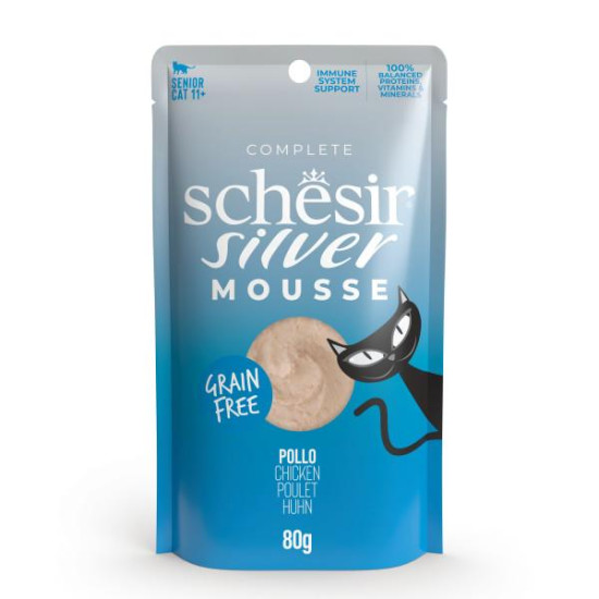 Schesir Silver Senior sos za mačke - Piletina i bundeva u musu 80g