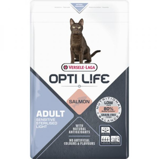 Opti Life hrana za mačke Sensitive Sterilised Light - Losos 1kg Opti Life hrana za mačke Sensitive Sterilised Light - Losos 1kg