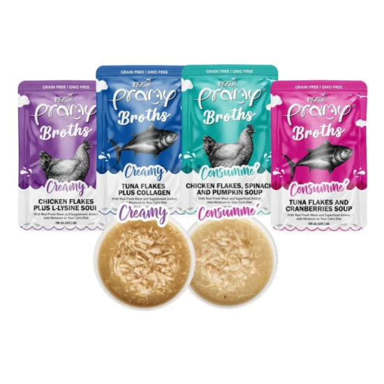 Pramy Cat Broth - Bistra supa sa flekicama od tune i brusnice 40g