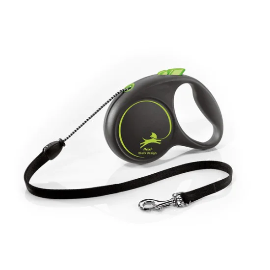 Flexi Black Design M Cord 5m - Zeleni