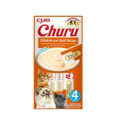 INABA Churu Recept za mačke - Piletina i govedina 4x10g