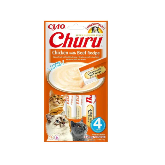 INABA Churu Recept za mačke - Piletina i govedina 4x10g