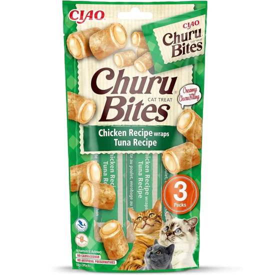INABA Churu Bites za mačke - Piletina i tuna 3x10g