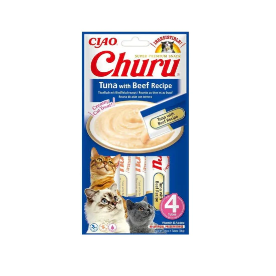 INABA Churu za mačke - Tuna i govedina 4x14g