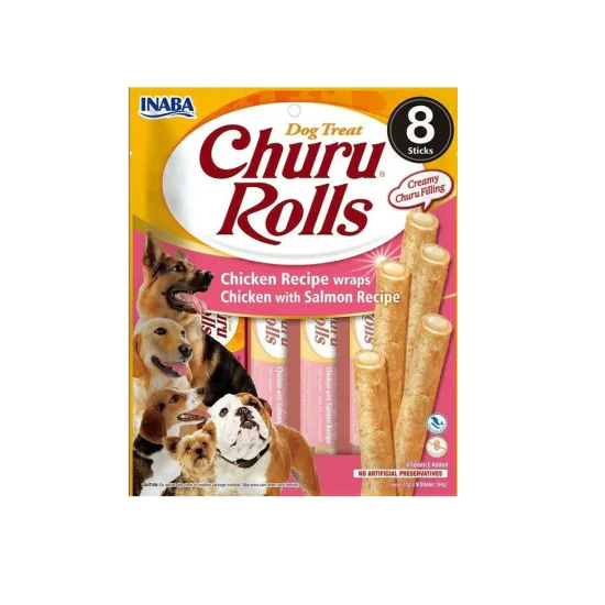 INABA Churu Rolls za pse - Losos i piletina 8x12g