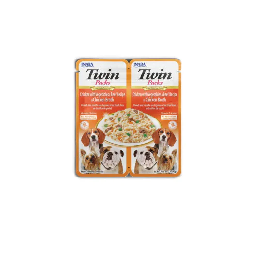 INABA Twin packs za pse - Piletina, govedina, šargarepa i boranije 12x80g