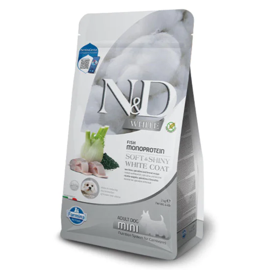 N&D White Dog Adult Mini - Sea Bass, Spirulina & Fenel 2kg