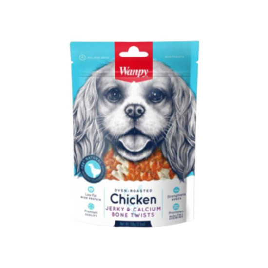 Wanpy Chicken Jerky & Calcium Bone Twists 100g