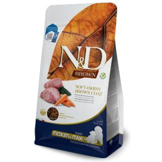N&D Brown hrana za pse Puppy Medium&Maxi - Lamb, Spirulina & carrot 2kg