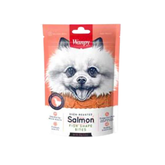 Wanpy Salmon fish shape bites 100g Wanpy Salmon fish shape bites 100g