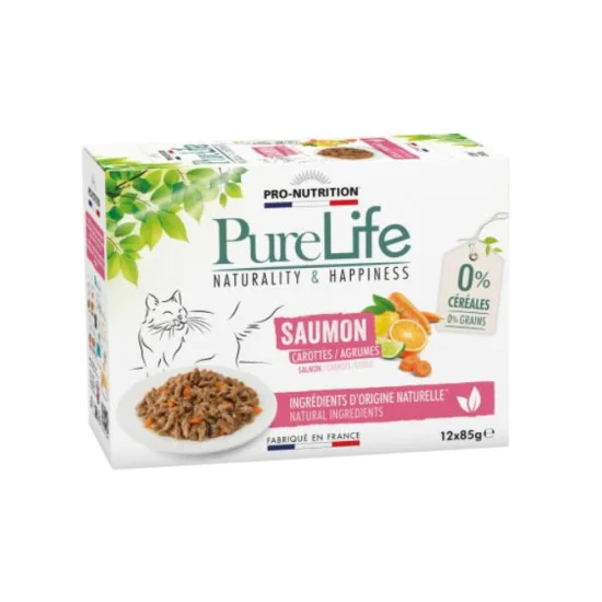 Pro Nutrition Pure Life Cat sos za mačke - Losos, šargarepa i citrusno voće 12x85g