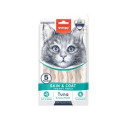 Wanpy Cat Creamy Lickable Treats for Cats Skin&Coat - Tuna & Salmon 5x14g