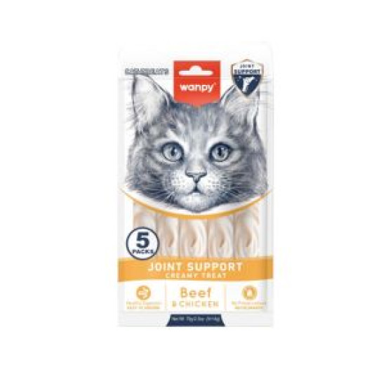 Wanpy Cat Creamy Lickable Treats for Cats Joint support - Beef & Chicken 5x14g