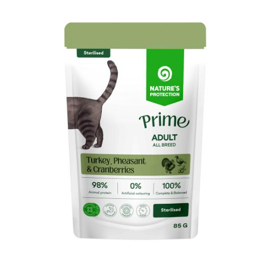 Nature's Protection Prime sos za mačke - Adult Sterilised Turkey, Pheasant and Cranberries 85g