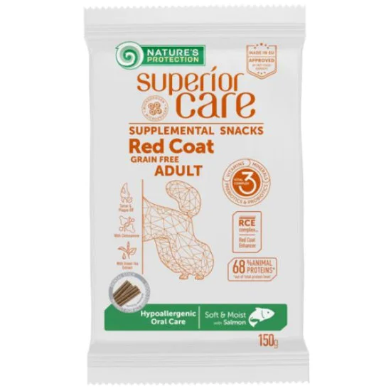 Nature's Protection Superior Care Red coat poslastice za pse Hypoallergenic Oral Care Adult All Breeds - Salmon 150g