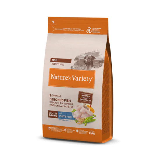 Natures Variety hrana za pse Healthy Grains Mini Adult - White fish 1.5kg