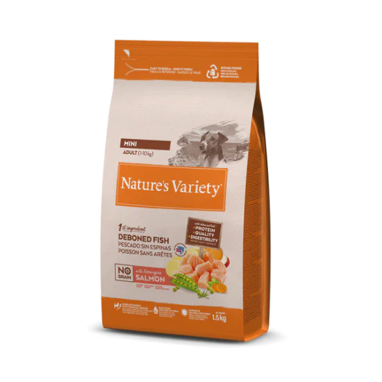 Nature's Variety hrana za pse No Grain Mini Adult - Salmon 1.5kg Nature's Variety hrana za pse No Grain Mini Adult - Salmon 1.5kg