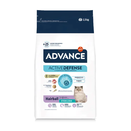 Advance Cat Hairball&Sterilised - Turkey&Rice 1.5kg