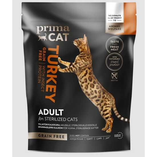 Prima Cat hrana za mačke Grain free Adult Sterilised - Turkey with Insect protein 1.4kg
