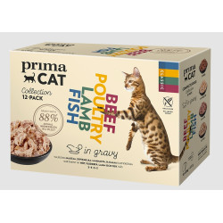 Prima Cat sos za mačke Multipack in gravy - Beef, poultry, lamb and fish 12x85g