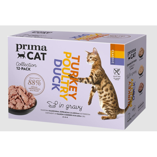 Prima Cat sos za mačke Multipack in gravy - Poultry mix 12x85g
