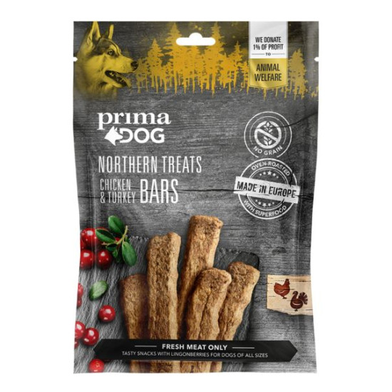 Prima Dog Northern treats Bars - Chicken and Turkey 80g
