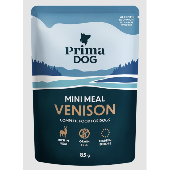 PrimaDog Mini Meal Venison in gravy 85gx24kom Prima Dog Mini Meal Venison in gravy 85gx24kom