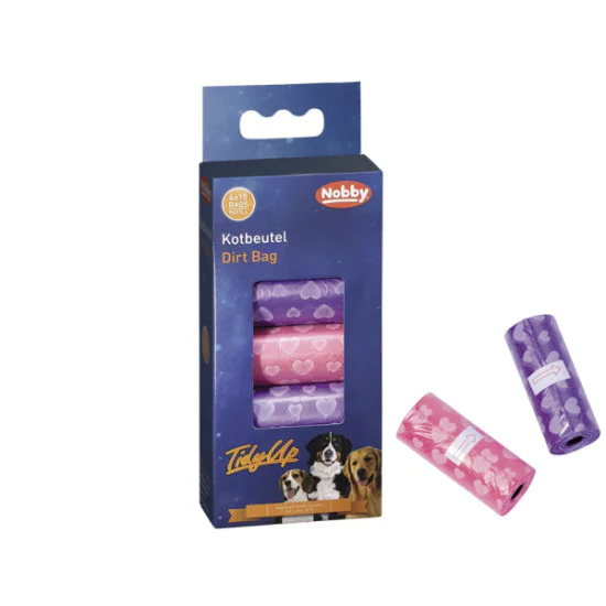 Nobby Kese za izmet Pink/Ljubičaste sa srcima 4x15kom Nobby Kese za izmet Pink/Ljubičaste sa srcima 4x15kom