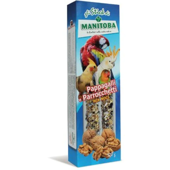 Manitoba Štapići za papagaje - Mix sa orašastim plodovima 120g Manitoba Štapići za papagaje - Mix sa orašastim plodovima 120g