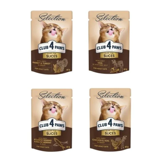 Club4Paws Selection sos za mačke Cat - Komadići piletine i teletine 80g