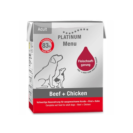 Platinum Menu tetrapak za pse Adult - Govedina i piletina 185g